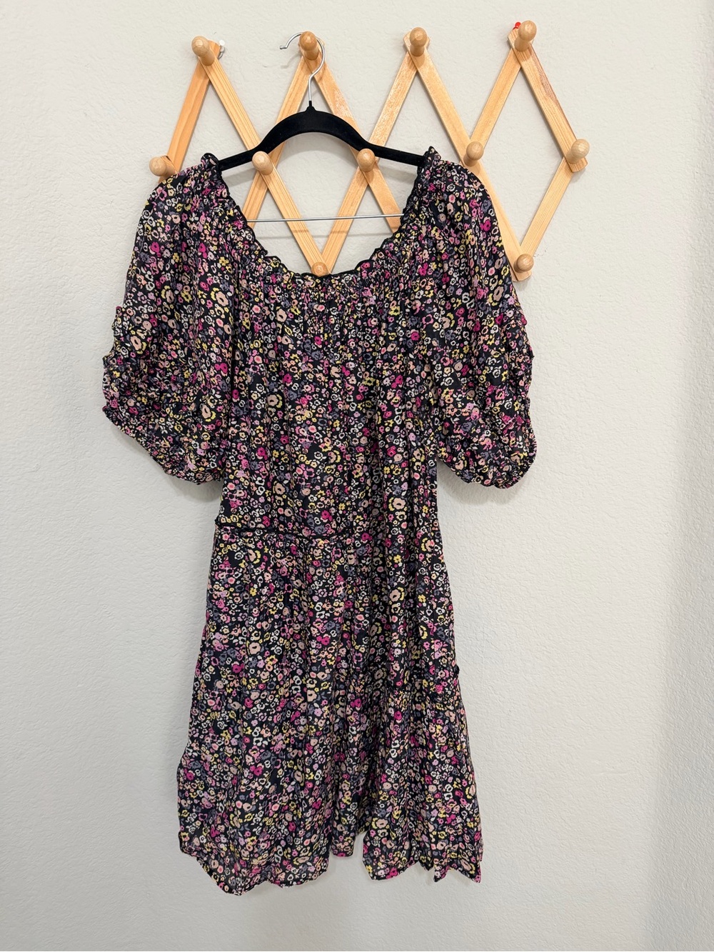 Apiece Apart Floral Puff Sleeve Cotton Silk Blend Dress Size 8